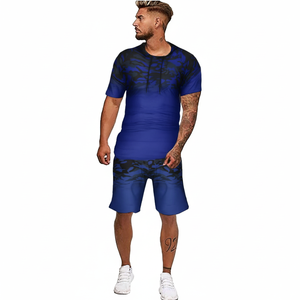 Lo último de 2024, conjuntos cortos de ropa informal de verano para hombres personalizados, tela térmica transpirable, estampado Digital, Color sólido, opciones de talla grande - Product Image 1