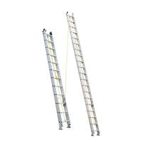 Échelle télescopique en aluminium à 2 sections avec corde de traction et poulie pour ajustement de la hauteur de travail