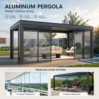 Pergola bioclimatique en aluminium, vente en gros directe d'usine, toit à lames motorisé, imperméable, pour restaurants et hôtels