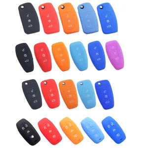 Lower Price Remote Flip Key Variety Auto Folding Flip Key Blanks case 3 Button Silicone Key Cover fits for Ford Focus