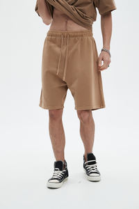 โลโก้การพิมพ์พัฟสีสันสดใสแบบกําหนดเองผ้าฝ้ายฝรั่งเศสเทอร์รี่ด้อยวินเทจผู้ชายกางเกงขาสั้นล้างกรดความยาวเสื้อผ้าปกติ - Product Image 2