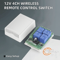 Interrupteur de télécommande sans fil intelligent universel DC 12V 4CH Module récepteur de relais avec télécommande RF 433MHz et courant maximal de 10A