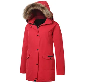 High Quality Workmanship Women's Long Down Parka Jacket With Faux Fur Hood