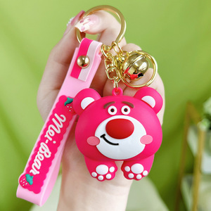พวงกุญแจขวดน้ำมันเหลวแบบใหม่ ดีไซน์สร้างสรรค์ รูปหมีสเตลล่าลู พร้อมลูกปัดเรืองแสง - Product Image 4