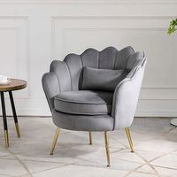Vente en gros de chaises longues modernes en tissu de luxe en forme de fleur Chaise d'appoint en velours gris avec accoudoir pour meubles de salon