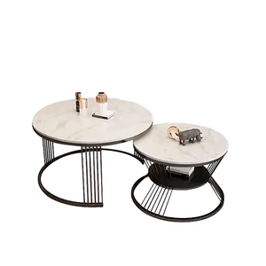 Einfache Metall Luxus nordische runde moderne Marmorplatte Couch tische Nesting <span class=keywords><strong>Center</strong></span> Beistell tisch für Wohnzimmer Set Möbel - Product Image 2