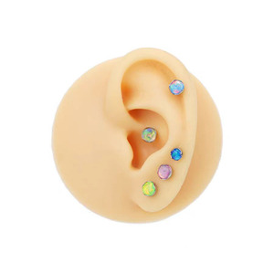 Piercing Labret de Titanio F136 con Rosca Interna y Parte Superior de Ópalo Redondo |   Joyería Hipoalergénica para Labios o Orejas - Product Image 2