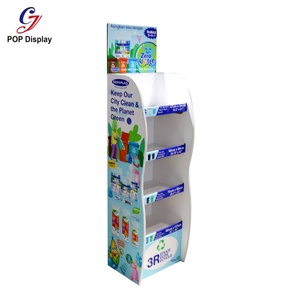 Siêu thị khuyến mãi tùy chỉnh 4 Tier cửa hàng bán lẻ các tông đứng lên hiển thị sàn giấy miễn phí Standee Rack cho cup rượu chai - Product Image 4