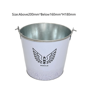 Cubo de Hielo de Metal Galvanizado Blanco con Logotipo Personalizado, con Doble Asa, para Enfriar Cerveza y Vino, para Promoción en Bares y Clubes - Product Image 3
