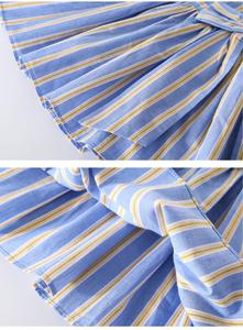 Nuevos Productos: Vestido de Verano para Niña, Estilo Preppy, con Rayas, Hombros Descubiertos, Lazo de Princesa, Algodón Transpirable, de China - Product Image 5