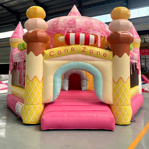Château gonflable commercial pour enfants, thème bonbons, en PVC, 6mx6m, pour fêtes et jeux en extérieur - Product Image 1