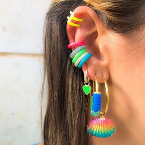 Boucles <span class=keywords><strong>d</strong></span>'oreilles en émail plaqué or pour femmes et filles, 1 pièce, bijoux tendance, couleur bonbon, émail néon coloré - Product Image 5