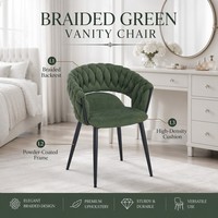 Chaise de coiffeuse contemporaine rembourrée en métal robuste, portable, avec cordon en coton tressé, service personnalisé