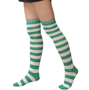 2023 Anime Cosplay calzini alti alla coscia a righe colorate 15 colori moda donna calzini invernali striscia verde rossa