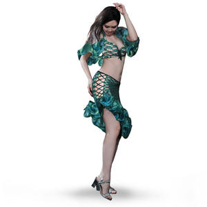 Ensemble de costumes classiques haut de gamme sexy en dentelle irrégulière et strass pour la <span class=keywords><strong>danse</strong></span> <span class=keywords><strong>orientale</strong></span> du ventre - Product Image 3