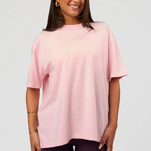 Premium Quality Stylish Women Drop shoulder <b>T</b> Shirt 2026 Custom Made Solid Color Drop Shoulder Oversized <b>T</b> Shirt For Ladies - Product Image 1