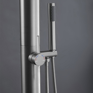 <span class=keywords><strong>Colonne</strong></span> de douche extérieure autoportante en acier inoxydable 304 avec robinetterie au sol et finition or brossé pour hôtels - Product Image 3