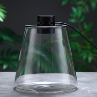Vase en verre pour plantes avec couvercle lumineux intégré, terrarium en verre pour plantes d'intérieur, décoration de bureau et de maison