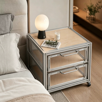 Armoire de rangement multi-tiroirs en profilé aluminium, table de chevet mobile, table d'appoint roulante pour chambre à coucher, salon