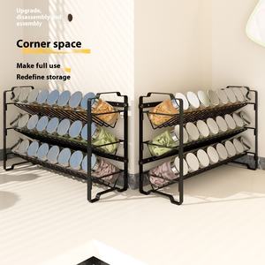 Estante de almacenamiento de especias de ABS de Metal para colgar en la pared transfronterizo de tres capas, armario de escritorio de cocina con cesta de condimento de hierro plano - Product Image 3