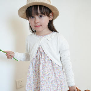 Boléro en tricot pur coton avec nœud pour fille Cardigan décontracté en coton pour fille - Product Image 2