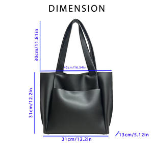 Sac fourre-tout grande capacité en cuir marron, style minimaliste, design multi-compartiments, épaule/sac à main pour femme. - Product Image 6