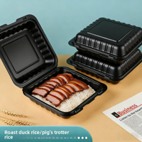Boîtes d'emballage alimentaire jetables en MFPP de 9 pouces pour hamburgers, déjeuner, noires, biodégradables, contenants à clapet pour emporter