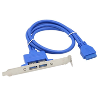 Câble d'extension USB 3.0 femelle pour montage sur panneau vers carte mère 20 broches avec support et gaine en PVC pour haut-parleurs et moniteurs