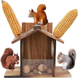 Houten Eekhoorn Feeder Voor Buiten Boom, Grappige Eekhoorn Huis Voor Buiten Nestelen Winter, Houten Chipmunk Huis Doos Voor Pinda 'S, - Product Image 1