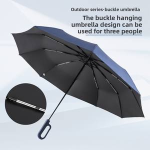 <span class=keywords><strong>Parapluie</strong></span> automatique d'affaires de <span class=keywords><strong>grande</strong></span> <span class=keywords><strong>taille</strong></span> pour hommes, pare-soleil à double usage avec boucle à double anneau, revêtement noir, design pliant - Product Image 4