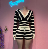 Nouveautés 2026 : Ensemble loungewear printemps pour femme – Pull tricoté à capuche court et short 2 pièces