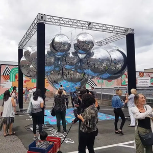 巨大なハンギングイベントパーティー反射インフレータブルミラーシルクスクリーンプリン球バルーン回転ディスコPVCインフレータブルミラーボール