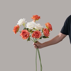 CallaFloral คาราเมล แมคคิอาโต้ ดอกกุหลาบประดิษฐ์ สีชมพู สีส้ม สีขาวนม ช่อดอกไม้งานแต่งงาน สไตล์อินส์ - Product Image 1