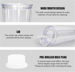 Vaso Acrílico Transparente de Doble Pared con Forma de Globo de Nieve, Preperforado, de 24 oz, Libre de BPA, para Manualidades - Product Image 2