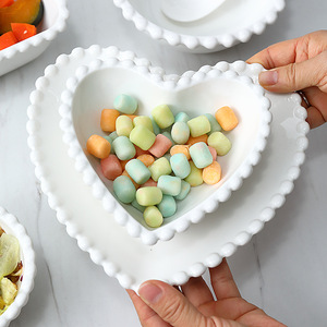 Plato de Cerámica Vintage con Borde de Perlas Crema, Tazón Creativo Nórdico para Ensaladas, Postres y Comida Occidental - Product Image 2