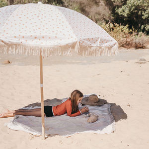 Алюминиевая стойка и деревянная стойка с возможностью нанесения логотипа, Солнцезащитный пляжный зонт с бахромой, пляжный зонт с кисточками и подставкой - Product Image 3