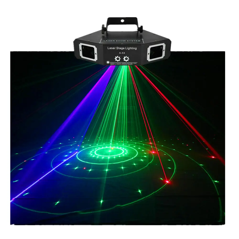 dj lights party 4 eyes 4 holes laser beam pattern 2in1 sector RGB laser light