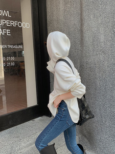 <span class=keywords><strong>Sudadera</strong></span> con Capucha y Solapa <span class=keywords><strong>Blanca</strong></span>, Estilo Informal, Holgada, de Primera Calidad, con Logotipo al por Mayor - Product Image 2