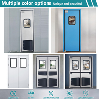Porte battante à double battant en acier inoxydable 304, anti-choc, avec fenêtre de visualisation pour usine de transformation alimentaire et atelier