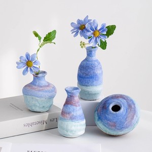 Ensemble <span class=keywords><strong>de</strong></span> vases en céramique peints à la main - Vases floraux texturés à blocs <span class=keywords><strong>de</strong></span> couleur - Product Image 1