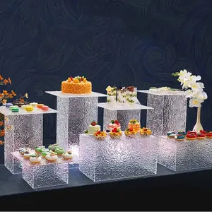 Tamanho personalizado Cores Acrílico Buffet Display Stand Banquete De Casamento Acrílico Extravagante Catered Food Cake Sobremesa Stand