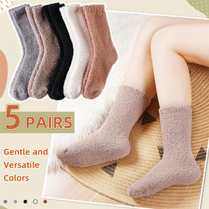 Solid Custom Grip <strong>Socks</strong> Unisex Home Floor Women <strong>Socks</strong> Soft Plush <strong>Fuzzy</strong> <strong>Socks</strong> - Product Image 5
