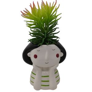 Pot de fleur décoratif de fille en céramique 3D personnalisé populaire jardinière succulente <span class=keywords><strong>pas</strong></span> <span class=keywords><strong>cher</strong></span> Pot de fleur artificielle belles jardinières - Product Image 1