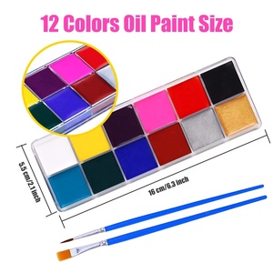 Peinture corporelle à base d'huile en 12 couleurs avec 2 pinceaux, <span class=keywords><strong>maquillage</strong></span> lavable pour adultes, fêtes, <span class=keywords><strong>Halloween</strong></span>, Noël, cosplay, <span class=keywords><strong>jeux</strong></span> - Product Image 5