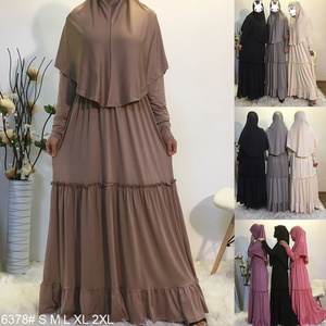 6378#Muslim Women <b>Maxi</b> Two-piece Prayer Dress With Head Covering Hijab Dress Arab Islamic Long Jilbab Prayer Clothing - Product Image 6