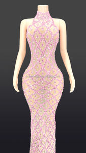 Moda uzun elbise kadın parti elmas kristal Halter yarık elbise gösterisi Vestidos De Fiesta Largos Elegantes - Product Image 5