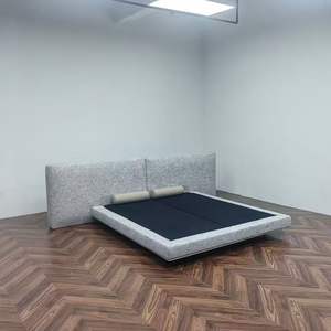 <span class=keywords><strong>Sommier</strong></span> de lit moderne en bois avec housse en tissu amovible, base de matelas pour tailles Queen/King - Product Image 2