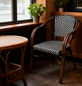 Garden Furniture Outdoor Rattan Wicker French Bistro <strong>Chair</strong> <strong>Bamboo</strong> Finish Rattan <strong>Chair</strong> - Product Image 4