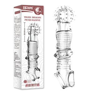Extensor de Pene de Cristal Reutilizable con Cabeza Redonda Vibrante con Púas Agrandadas - Product Image 4