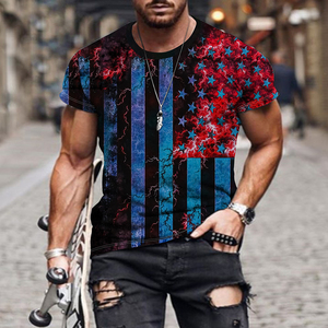 Camiseta <span class=keywords><strong>de</strong></span> sublimación con estampado <span class=keywords><strong>de</strong></span> bandera americana barata al por mayor <span class=keywords><strong>de</strong></span> fábrica, ropa informal <span class=keywords><strong>de</strong></span> manga corta, camisetas <span class=keywords><strong>de</strong></span> moda, camisetas para hombres - Product Image 2